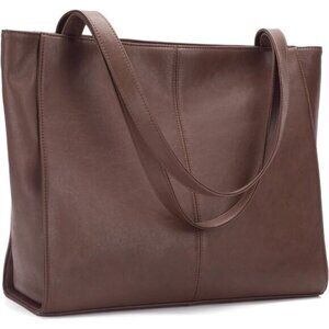 ⚡Women Vintage Dark Brown Genuine Leather Shoulder Laptop Compartment Handbag
